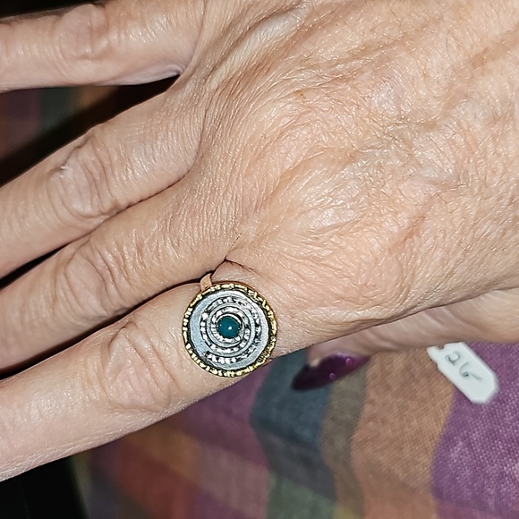 New Sterling silver Green onyx circle ring, size 9 - Picture 4 of 6